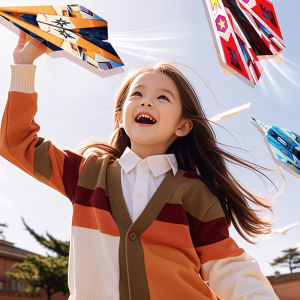 QUANSEN 24PCS Montessori Art Learning Airplane Origami Kit Paper Handmade Colored Paper Set Cartoon Folding Versatile Paper Aircraft Toy