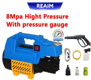 Portable Car Washer High Pressure Induction Machine Auto With Pressure Gauge Display REAIM 3800W