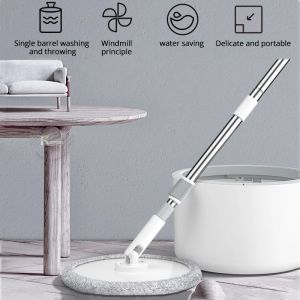 Magic Microfiber Mop with Round Bucket Adjustable Handle Household Sweeper Tile Cleaner Carton Flow System 360 Cleaning Tools