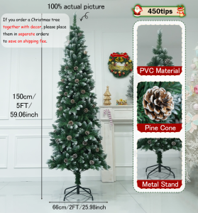 NUVOX Berry Christmas Tree 5/6/7/8FT With Red Pine Cone With 1300 Tips Foldable Stand High Quality Bushy Xmas For Home Party