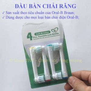 Vỉ 4 bàn chải răng tiêu chuẩn lắp cho máy 0ral. B bộ 4 cái đầu bàn chải điện YE bàn chải tay thế đầu tròn-Shop TIVT
