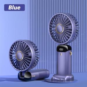 Mini Fan Portable Fan USB Rechargeable Foldable Desktop Fan 5 Speed Handheld Fan LED Display with Lanyard Neck Fan