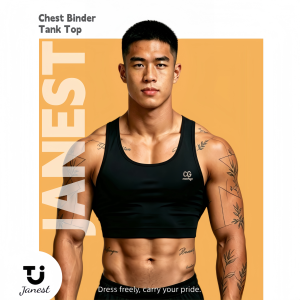 JANEST Women Chest Binder Seamless Stretch Pullover Top High Compression Anti‑Slip Close Fit Sports Vest
