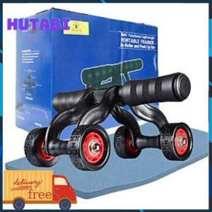 TẶNG THẢM LÓT CON LĂN TẬP THÉ DỤC CƠ BỤNG 4 BÁNH Con Lăn Tập Thế Dục 4 Bánh Tập Yoga Tập GymTập Cơ Ngực Cơ Bắp Eo Thon