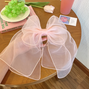 Oversized Organza Bow hair Clip Korean Sweet Girl Gauze Hairpin Exaggerated Big Bow Hair Pin Mesh Bow Spring Clips Hair Accessories