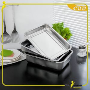 ONE-C1217 Nampan Persegi Bahan Stainless Steel Premium Wadah Makanan / Baki Tray Nampan Loyang Kotak