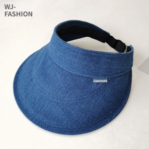 【WJ】Washed Denim Empty Top Hat for Women Foldable Sun Shading Duckbill Cap Fashion Portable Sunscreen Sun Hat