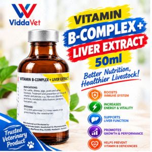 Farm Animal Care Vitamin B Complex + Liver Extract 50ML B Complex Animal Supplement 50ML for Farm Livestock
