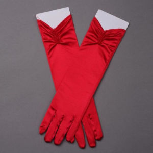 Bridal Gloves Satin Full Finger Wedding Gloves Elegant White Pearl Womens Formal Party Gloves for Bridal Evening Party
