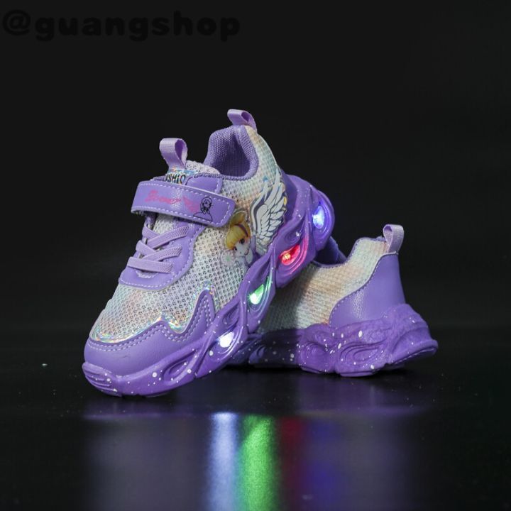 LED Light Sneakers For Kids girls Korean Rubber Sport Sapatos Pink Purple  Cute Cartoon Luminous Lights Shoes Princess Sport Shoes For Children  Toddler