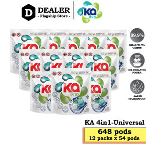 KA 4in1 Laundry Capsules Refill 54 Pods x 12 Packs (648 Pods)–Universal