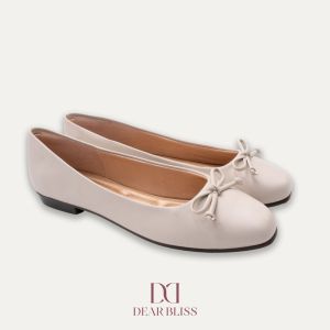 DEAR BLISS Adria Napa Bow Off-White Ballet Flats