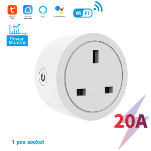 (3Days Arrive )BOIO Smart Wifi Plug wifi Socket Switch 20A Power monitor Remote Control WiFi Sockets Compatible with Alexa Google Home Assistant UK Plug