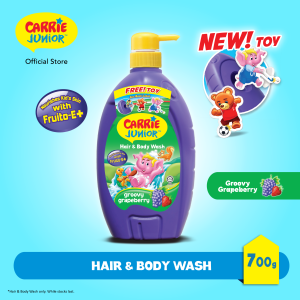CARRIE JUNIOR Hair & Body Wash - Groovy Grapeberry (700g) [New Toy] Nourishing & Moisturising Skin |Kids Shower