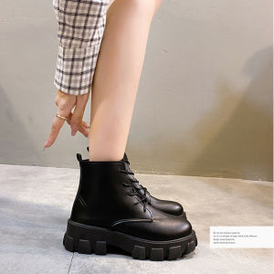 Sizes 35-42 Large Size Womens Shoes New Thick Sole Lace up Boots Womens Short Tube Matsutake Thick Sole Boots Womens