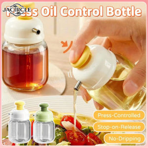 JACIRCLE Oil Bottle Glass Seasoning Bottle Press-and-Control Cruet Container Oil Soy Sauce Vinegar Dispenser