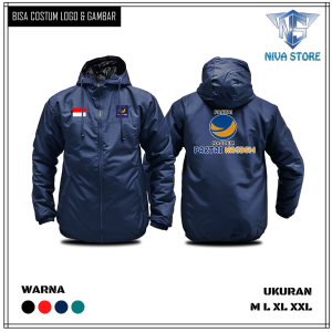 JAKET PARTAI NASDEM ELEGANTER COSTUM KEREN OUTDOOR GUNUNG CASUAL MANTEL MUSIM DINGIN PARASUT TAHAN ANGIN