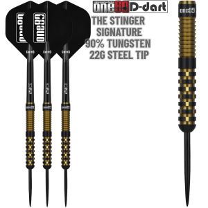 ONE80 STEEL TIP DART - 22G THE STINGER 90% Tungsten Signature Dart Set Original Steel Darts (ARROW DART KELULI)