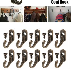 10pcs/lot Vintage Wall Mounted Single Prong Hook Retro Mini Hangers For Clothes