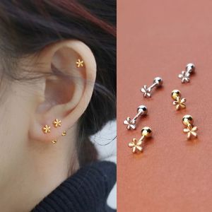 1 Pair Titanium Steel Rose Flower Earring Simple Flower Ear Bone Stud Summer Screw Twist New Advanced Earrings Earrings