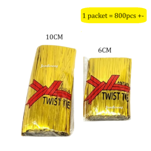 (800PCS) TWIST TIE Metallic Bread Wire Foil Food Sealing Gift Candy Rope Packing Goodies Ribbon Dawai Pengikat Bunga