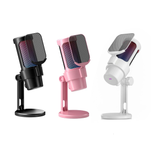 Color USB Microphone Condenser Mic for PC with Mute Button and Metal Blowout Preventer Net for Gaming and Streaming