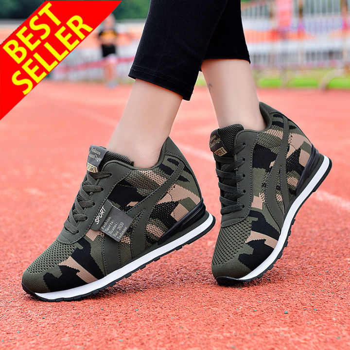 KGBBMY Canvas Shoes Women Sport Shoes Camo Height increase Korean Sneakers Walking Shoes For Women Lace Up Ladies Casual Running Women Shoes Lazada PH