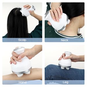 Smart 3D Head Massager Electric Alat Pijat Kepala Elektrik Gurita Pemijat Kepala Alat Pijit Kepala Head Scalp Pijat Kepala Kaki Bahu Portable Tahan Air Penggunaan Basah dan Kering Pijat Cuci Rambut Pijit Kulit Kepala