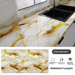 Gilded Marble Wallpaper 60 * 300/60 * 500CM Wallpaper Waterproof Scratch Resistant Wall Decoration Wallpaper For Stove Desktop