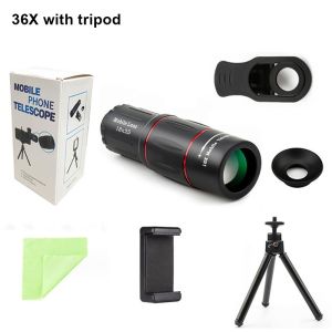 MIRELAE 1Set Zoom Mobile Phone Camera Lens 18/28/36X Clip-On Monocular Telescope Durable Telephoto Lens for Camping Sports