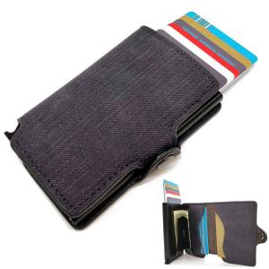 RFID Cowboy Credit ID Card Holder Retro Vintage Aluminum Denim Leather Wallet Card Case Mini Purse for Men Women