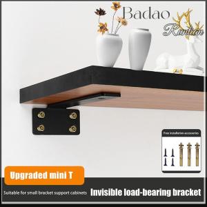 Badao 1 Set Heavy Duty Cast Iron Shelves Brackets Floating Shelf Brackets 4MM Thicked Invisible L Brackets For Shelves Support