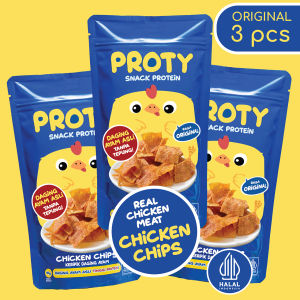PROTY Chicken Chips Original (Bundle 3 pcs) Snack Ayam Cemilan Anak Sehat - Keripik Daging Ayam Asli Krispi 18 gr
