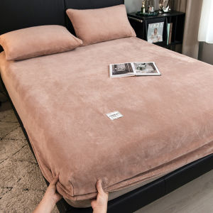 1pc Warm Winter Elastic Fitted Sheets Adjustable Flannel Velvet Mattress Cover Fluffy Fitted Bed Sheets for 200 Queen 180 size