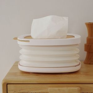 Desktop tissue box retractable foldable toilet living room coffee table multi-function paper box roll paper box storage box