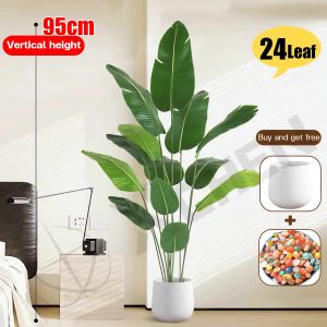 【Send flower pots】Artificial Plants big size 68/85/95cm Artificial Palm Leaves artificial fiddle plant Monstera plant Fiddle Leaf Fig Tree Ficus Lyrata Plant For Indoor House Home Wedding Office Decoration