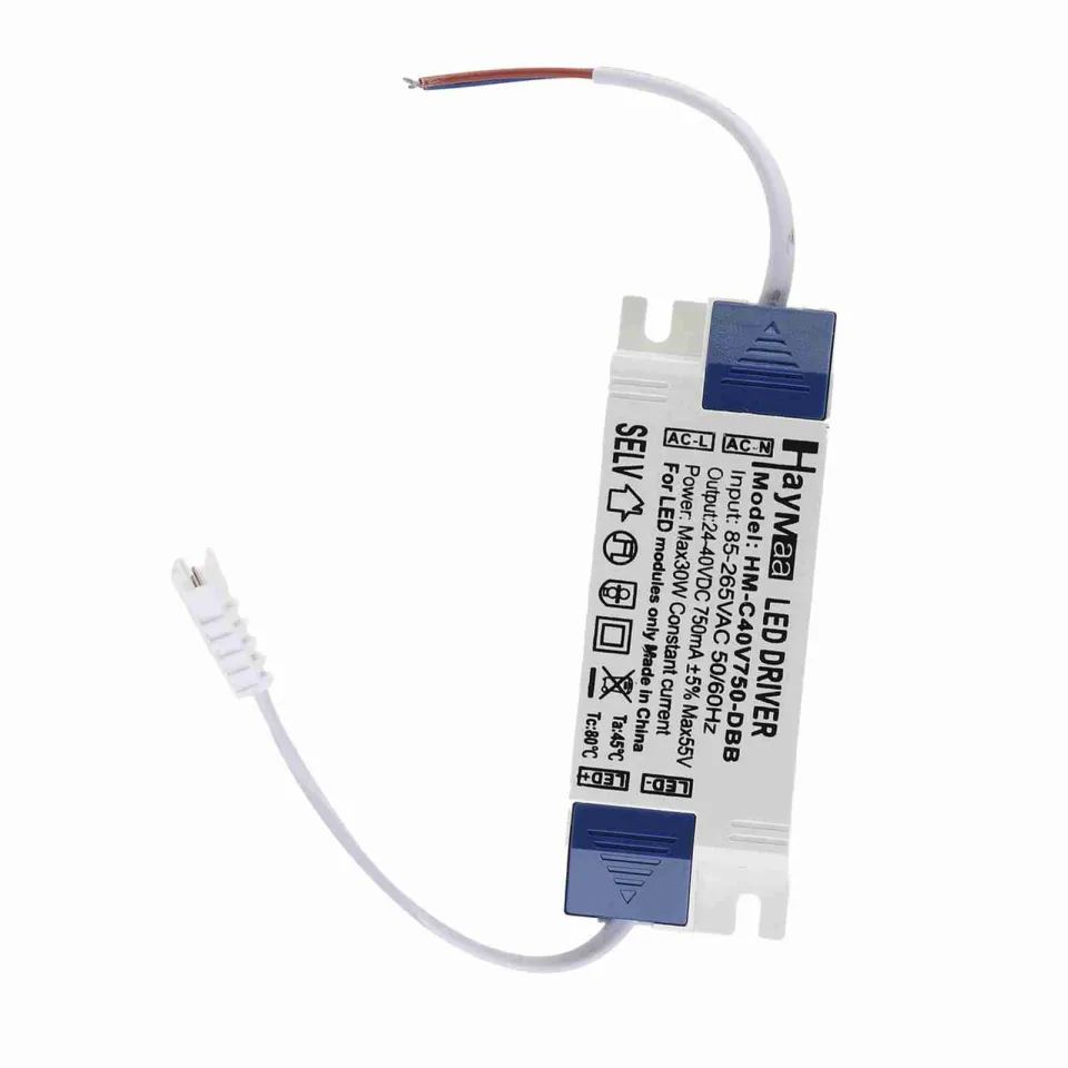 LED Power Driver – 30W, 750mA Constant Current, DC24-40V Output, AC85-265V Input, ABS Casing, Over-Current & Short-Circuit Protection, For LED Strips & Lamps