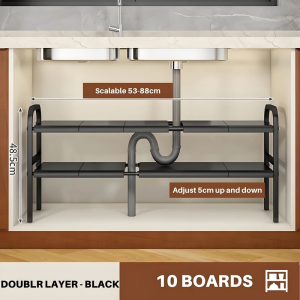 Extendable Stainless Steel Kitchen Organizer Under Sink Rack Rak Serbaguna Dapur Sinki Kitchen Storage Shelf/B75