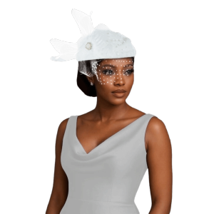 DAN S Polka Dot Veil Feather Mesh Fascinator Hat Elegant Style Elegant Bridal Beret Pearl Ready to Wear Head Wrap Wedding