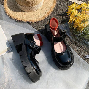 🤍beauty shoes🤍รองเท้าแมรี่เจนสตรีรุ่นใหม่ ตกแต่งด้วยหัวเข็มขัดมุกทันสมัย ​​กันน้ำ ส้น 6 ซม. รองเท้าหนังนักเรียนลำลอง