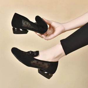WomenS Suede Mesh Flats 2025 Summer Thin Hollow Breathable WomenS Shoes Flat Shoes Large Size Soft Sole Loafers