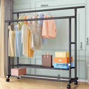 ราวตากผ้า ราวแขวนผ้า DIY ที่แขวนผ้า - สีดำ สีขาว