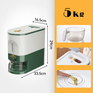 Justliving 1 cái Thùng hộp đựng gạo 5/10kg Thùng Phân phối ngũ cốc đo được cho nhà bếp Thùng Phân phối ngũ cốc trên bàn thùng đựng giá chia ngăn thực phẩm phân phối ngũ cốc Ngũ cốc bình đựng phân phối gạo tự động