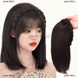 pime MALL Tóc giả cho phụ nữ tóc ngắn Headband với tóc tóc tóc giả xương cá với tóc giả tích hợp tóc vá phụ kiện tóc