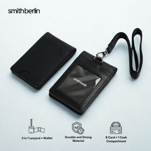 Lanyard Pria Smith Berlin Lewis Black Hanging Wallet Dompet Gantung Card Holder
