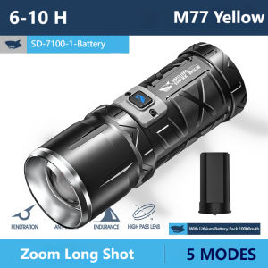 SmilingShark Original Flashlight SD7100 LED Yellow light Torch light Super Bright Type-C Rechargeable 5modes Zoomable Waterproof for Camping Hiking