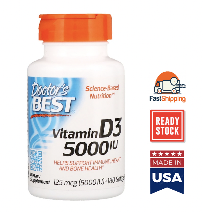 ⭐Ready Stocks⭐Vitamin D3 5000IU 180 Softgel (Bone, Immune, Colon Health ...