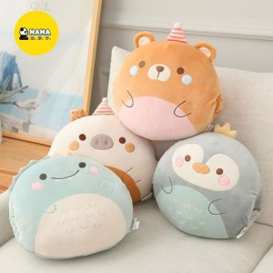 Animal Cartoon Super Soft Plushies Stuffed Toys with Handwarmers Travel Pillow Rabbit Bear Cat Soft Toys Gift birthday Anak Patung Penguin Dino Beruang Pemanas Tangan 可爱暖手抱枕