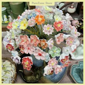 [PureZone] Ceramic Flowers Jingdezhen High Temperature Handmade Simulation Flowers Eternal Life Flower Decorations Creative Gifts Home Furn