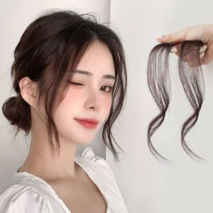 Mid-parted Simulation Hair Wavy Curly Synthetic 3DAir Extension Bangs Hair Sideburns Wig For Women